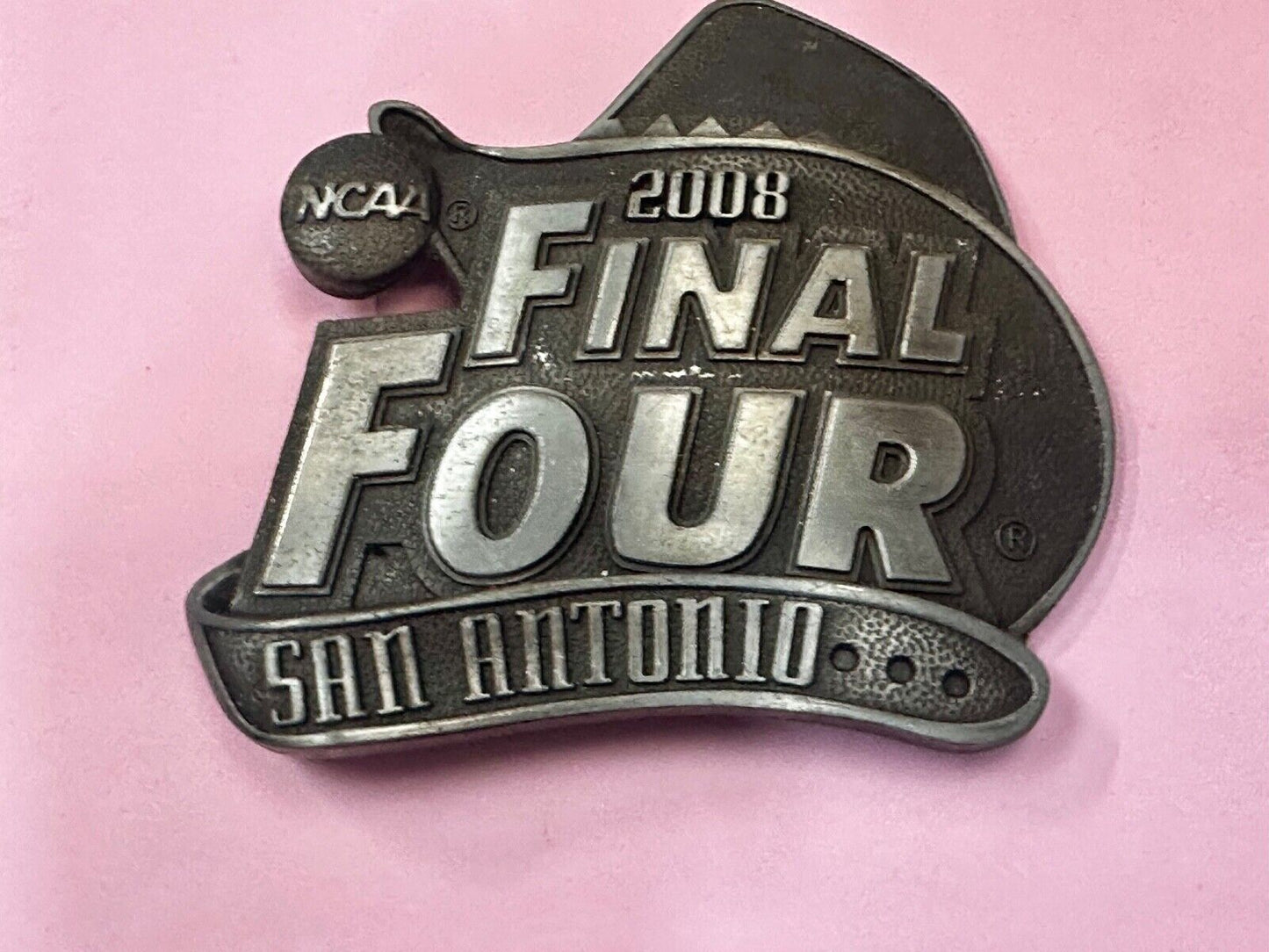 2008 Final Four Basketball Tourney Commemorative San Antonio Texas Belt Buckle