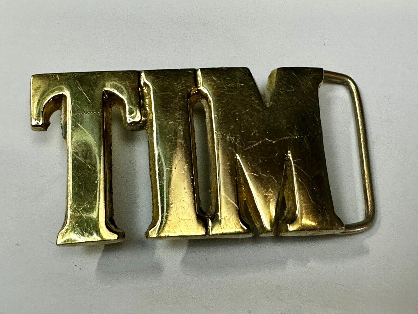 TIM Custom Name in cutout block letters solid brass belt buckle - Taiwan ROC