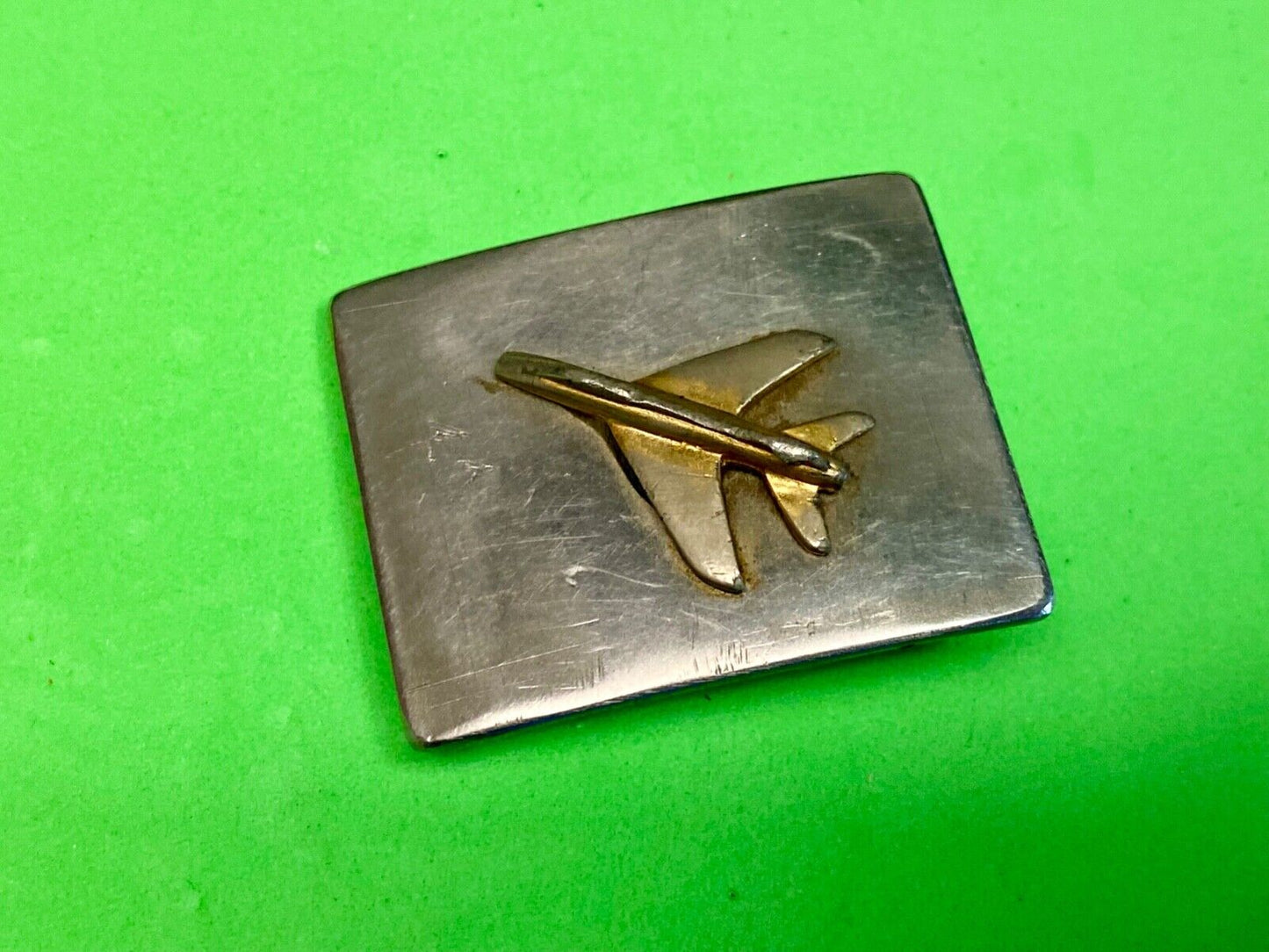Artisan Two Tone Airplane USAF Jet Fighter Plane Rectangular 2" Belt Buckle