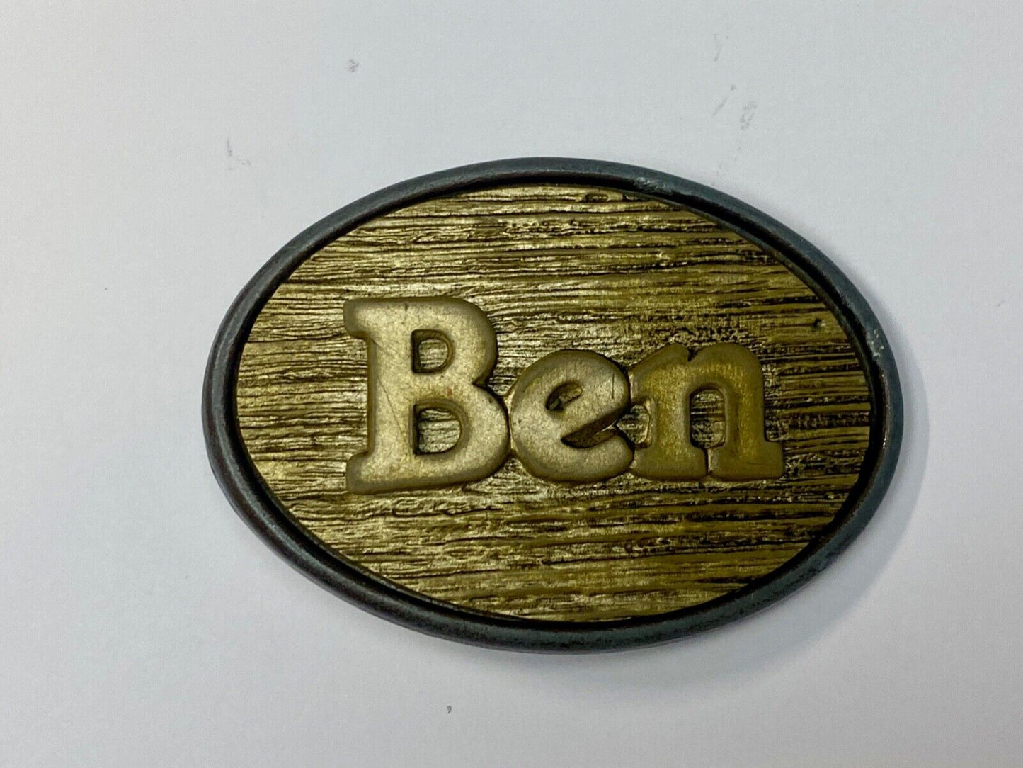 BEN - custom name 1970's Wood Grain theme belt buckle by Oden