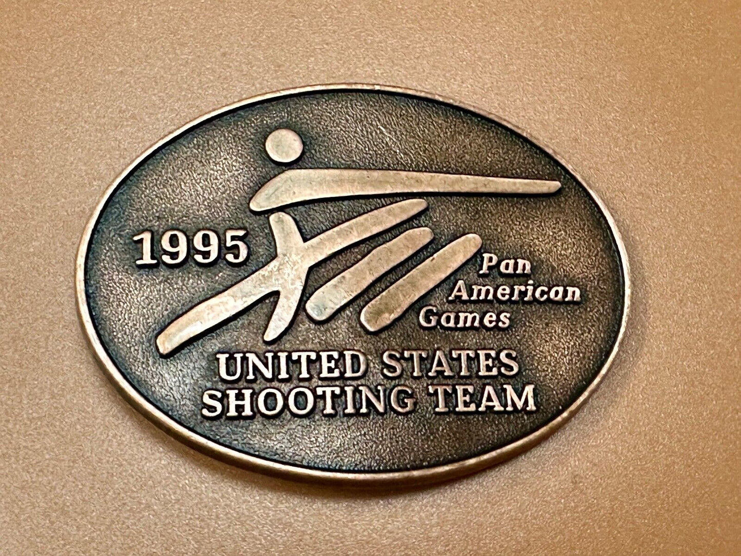 1995 United States US Shooting Team Pan American Am games belt buckle
