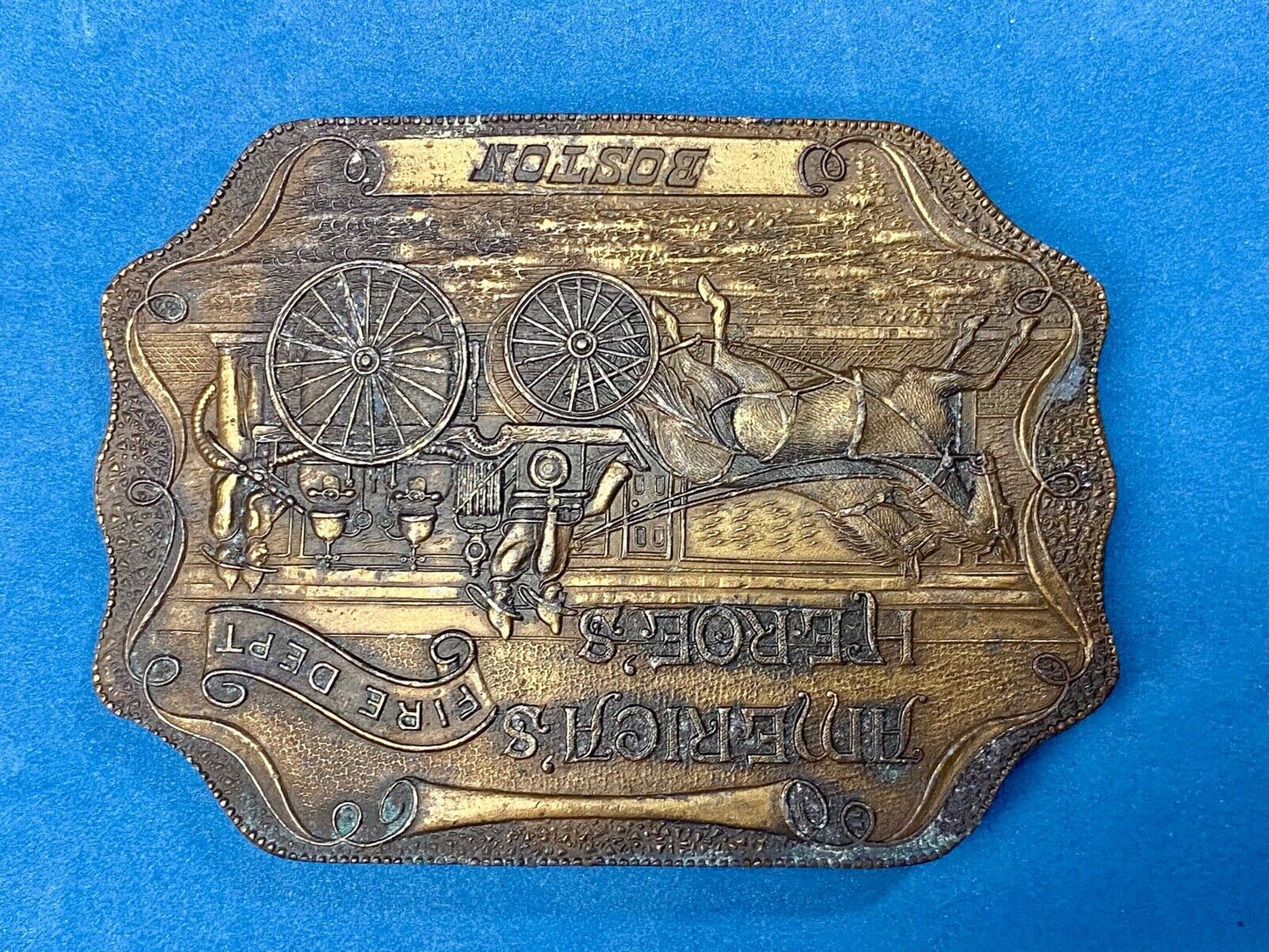 Vintage Bergamot Belt Buckle, America's Hero's Boston Fire Department