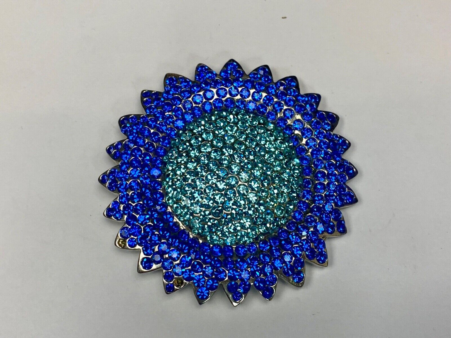 A Blue Green Sea Of Rhinestones - Starburst Cutout Belt Buckle