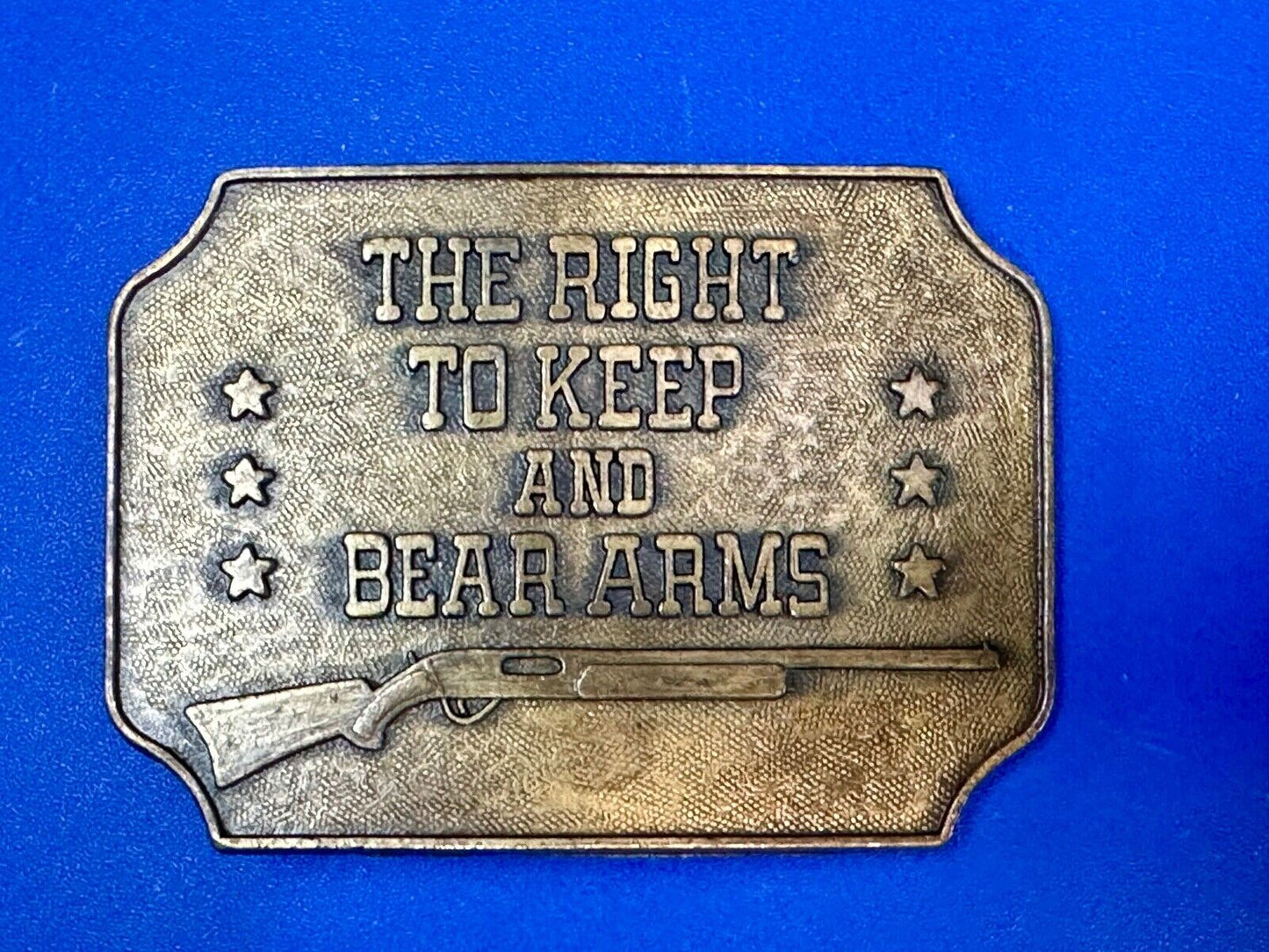 the right to keep and bear arms 2nd amendment gun rights vintage belt buckle