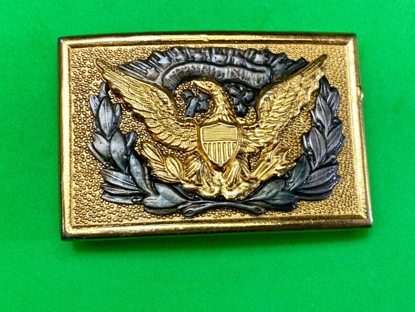 Vintage American Eagle Shield Olive Branch Emblem belt buckle & table plaque
