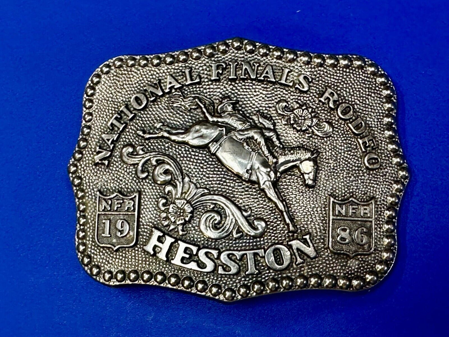 1986 Hesston National Finals Rodeo NFR Rodeo Cowboys NOS Western Belt Buckle