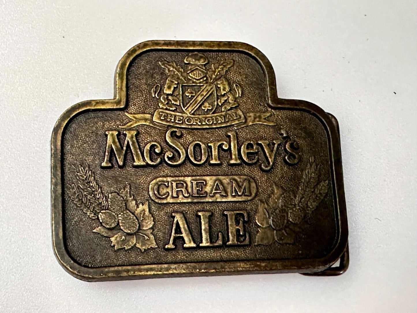 The Original Mc Sorley Cream Ale Brewing Company Advertisement Belt Buckle