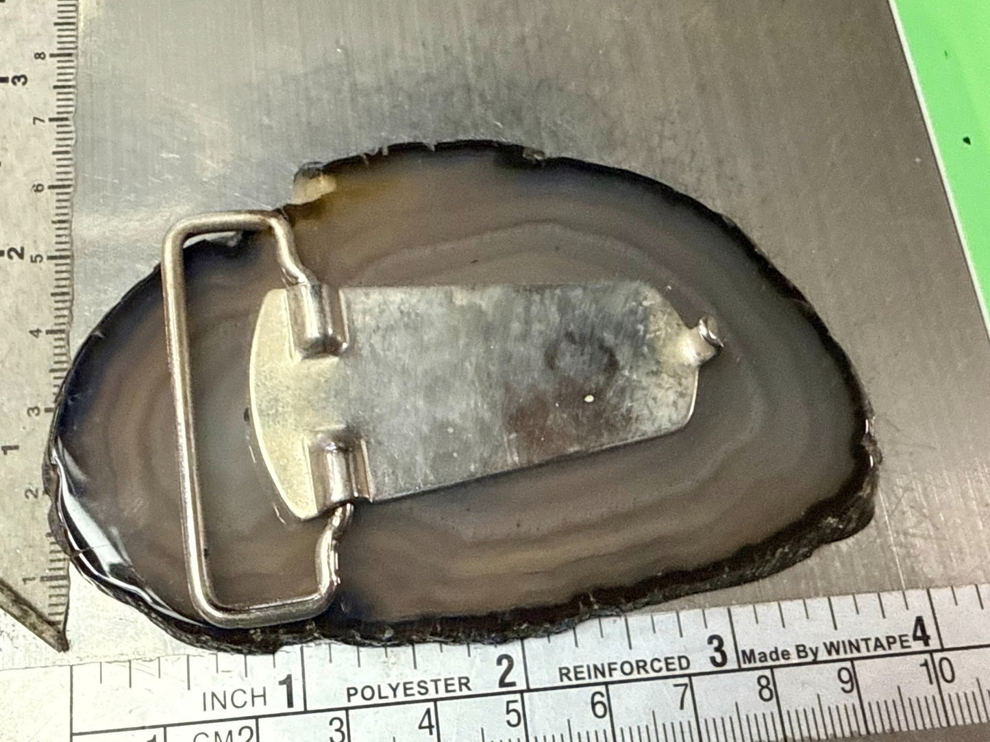 Beautiful Agate Slice Slab Natural Stone Gray Blue Hippy Boho Vibe Belt Buckle