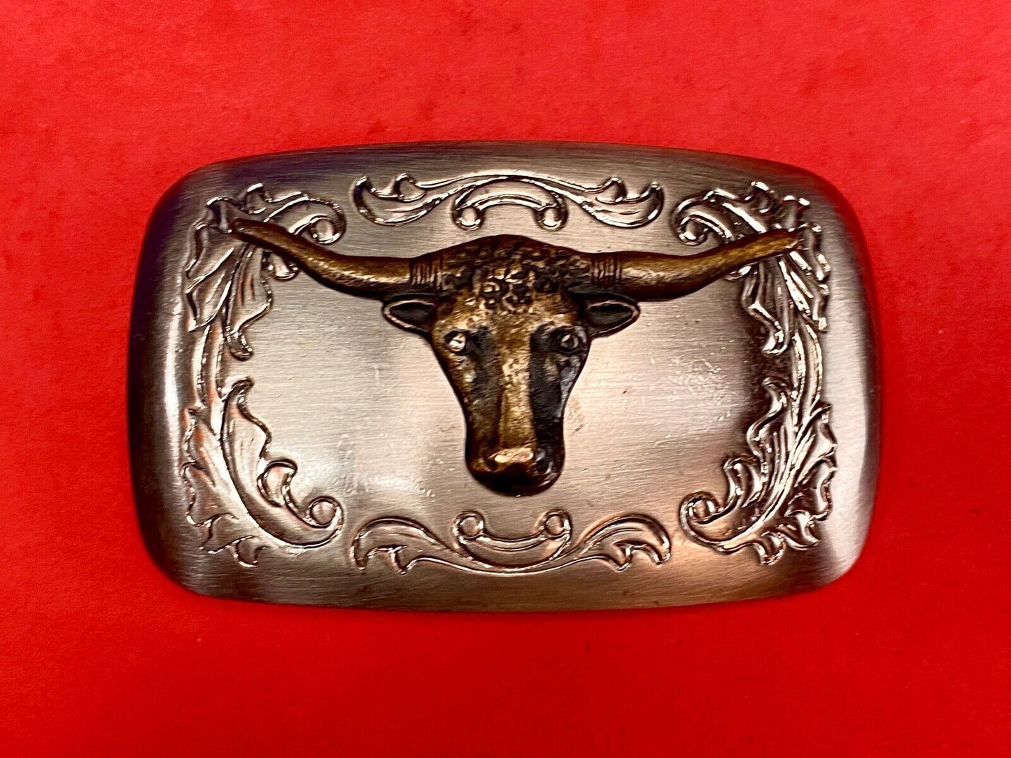Usa made mixed metal western Rodeo Steer Texas longhorn belt buckle