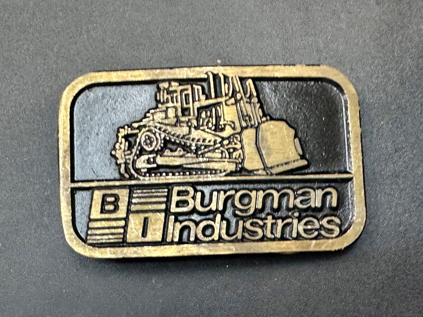 Vintage Burgman Industries Company Advertising brass Dynabuckle belt buckle