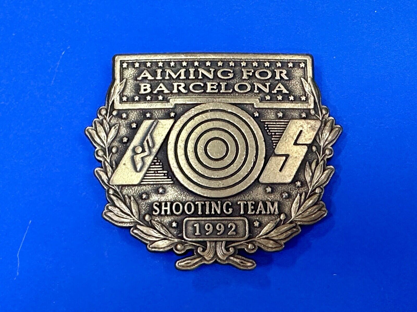 1992 Aiming for Barcelona Olympics US shooting Team belt buckle