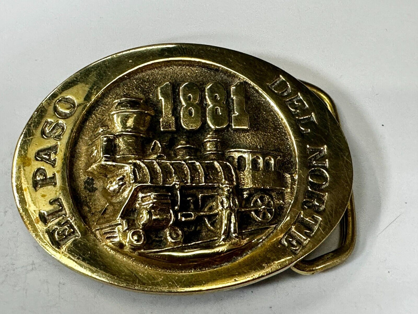 Train Engine El Paso Del Norte 1881 Rail Road Locomotive Solid Brass Belt Buckle