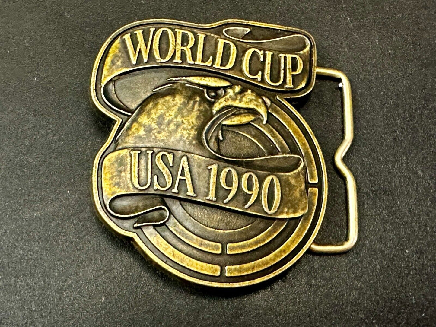 1990 USA World Cup Belt Buckle Brass Tone Vintage USA Made Belt Buckle
