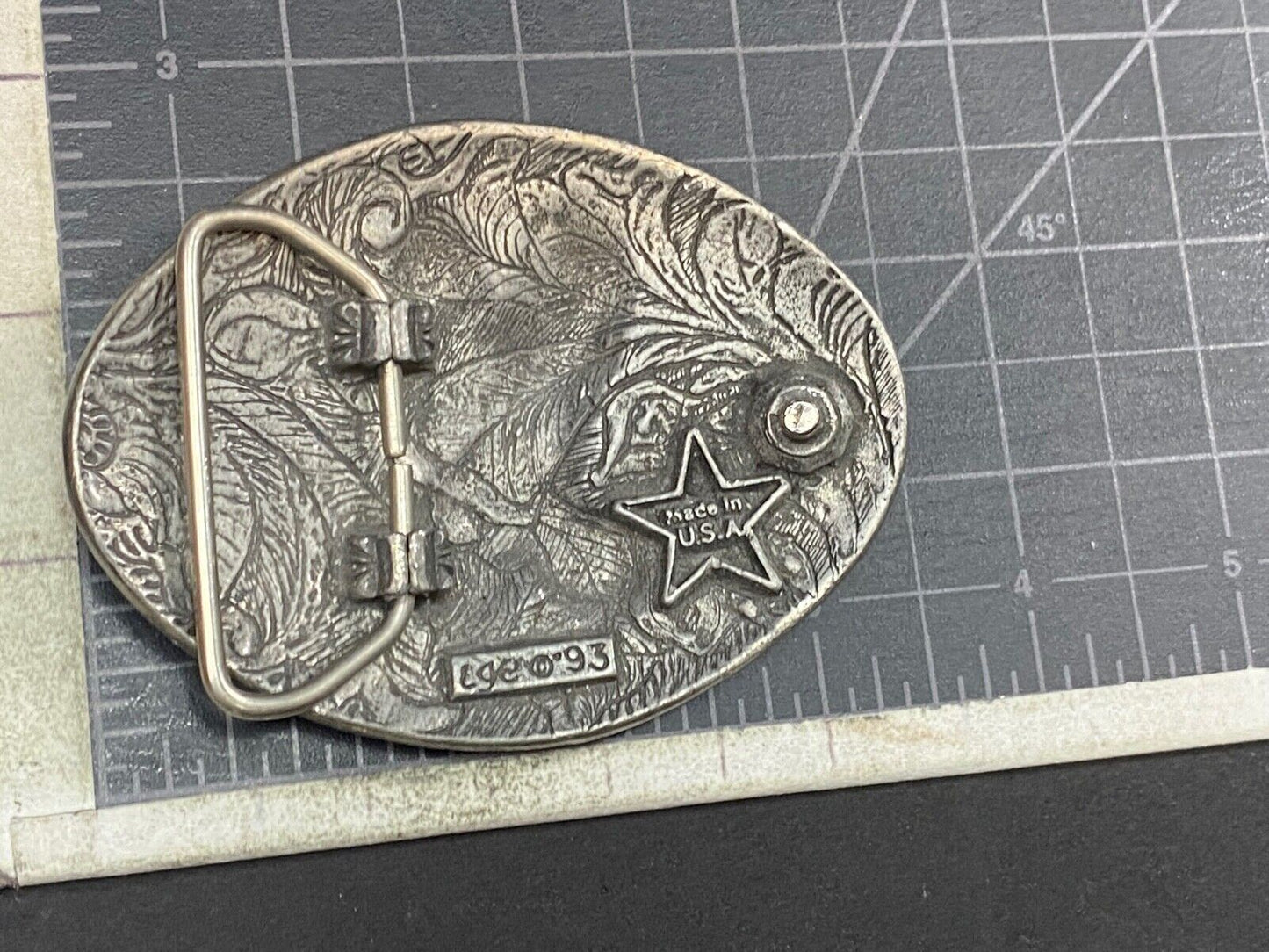 1993 Patriotic American Bald Eagle Western Diamond Cut Pewter Belt Buckle