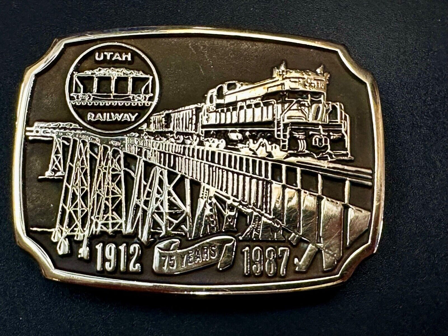 Utah Railway Train Rail Road 75 year Celebration 1897 Anacortes Belt Buckle