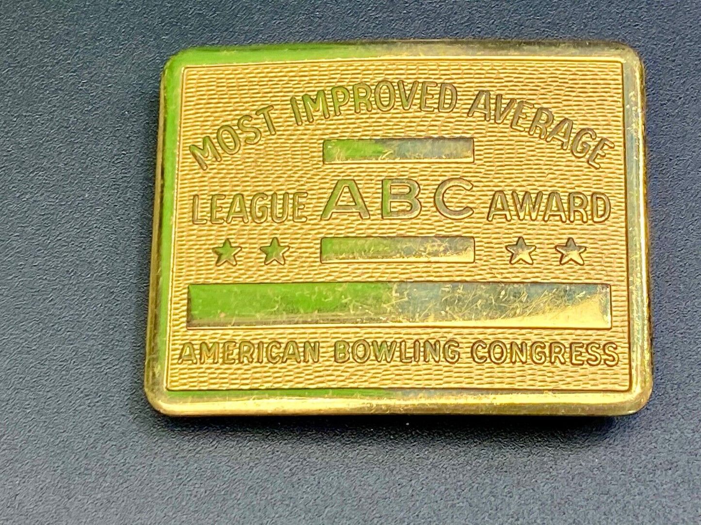 Vintage 70s AMERICAN BOWLING CONGRESS Most Improved ABC LEAGUE AWARD BELT BUCKLE