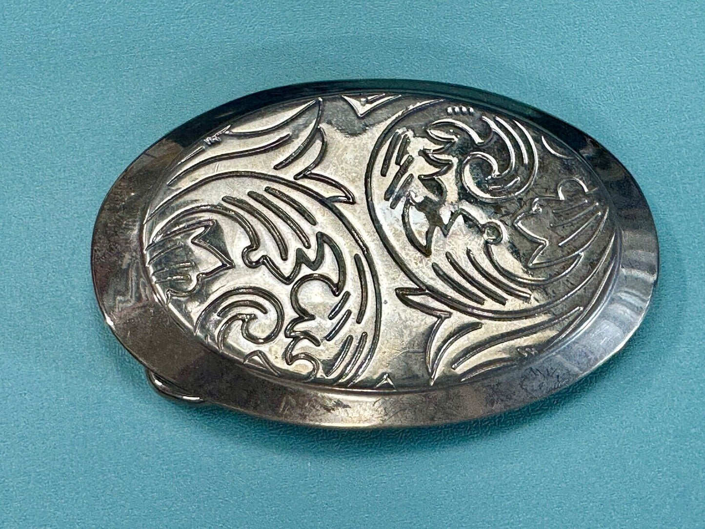 Vintage Engraved vintage western flower swirl design oval belt buckle