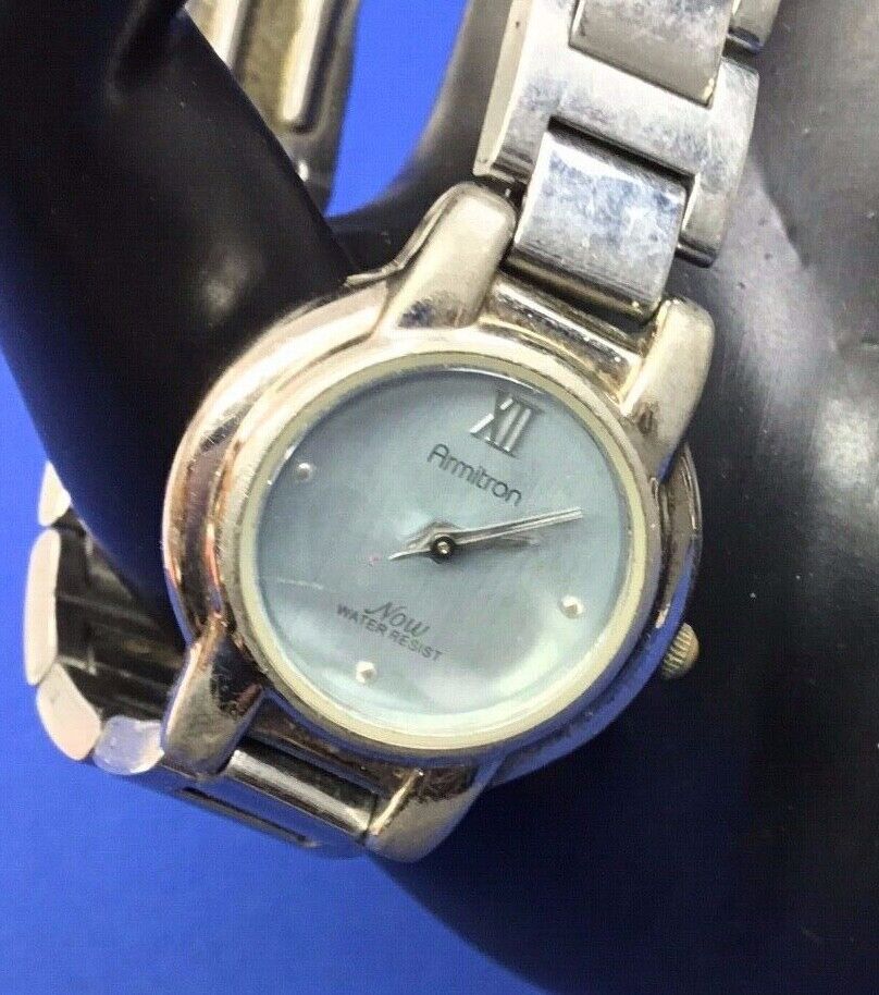Armitron NOW Silver tone Comes Ladies Round Dress Watch - Working Well