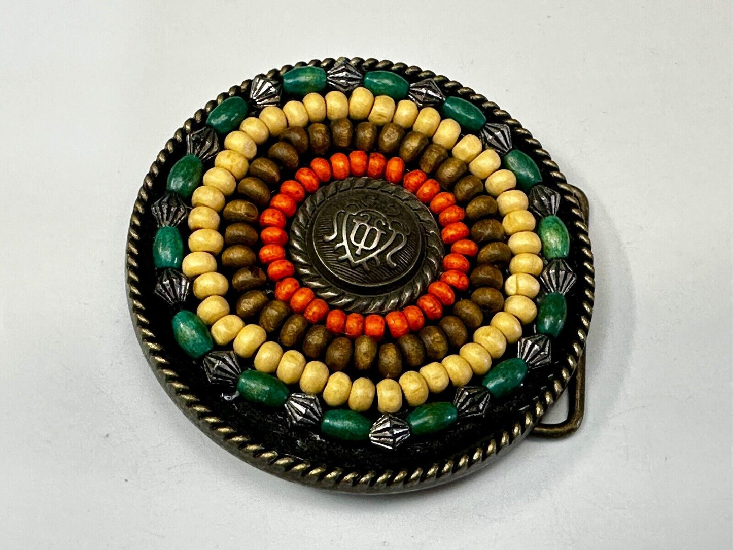 Beaded Tribal Multicolor Bead Boho Hippie Theme Belt Buckle