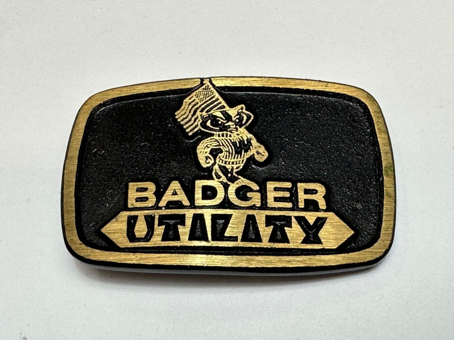 Vintage Badger Utility Wisconsin Power Company Brass Dynabuckle belt buckle