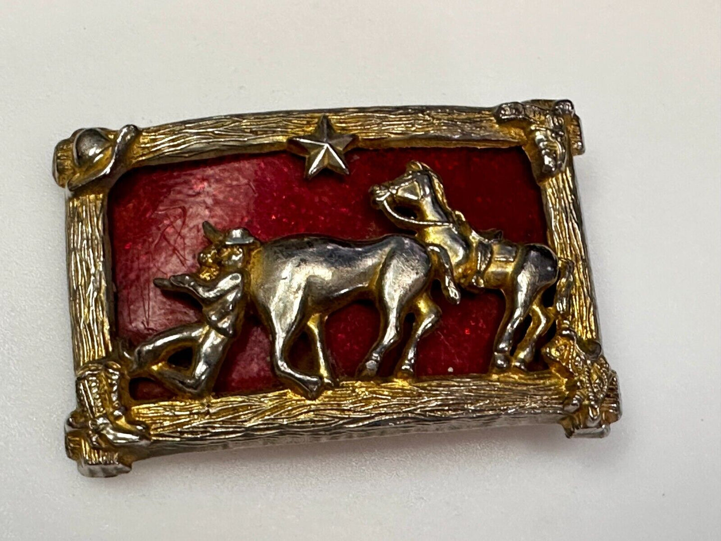 Bank Bandit Cowboy Horse Thief Unique colorful Raised Belt Buckle