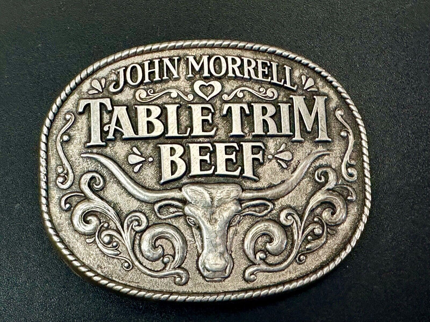 Table Trim beef - John Morrell vintage meat supplier store belt buckle
