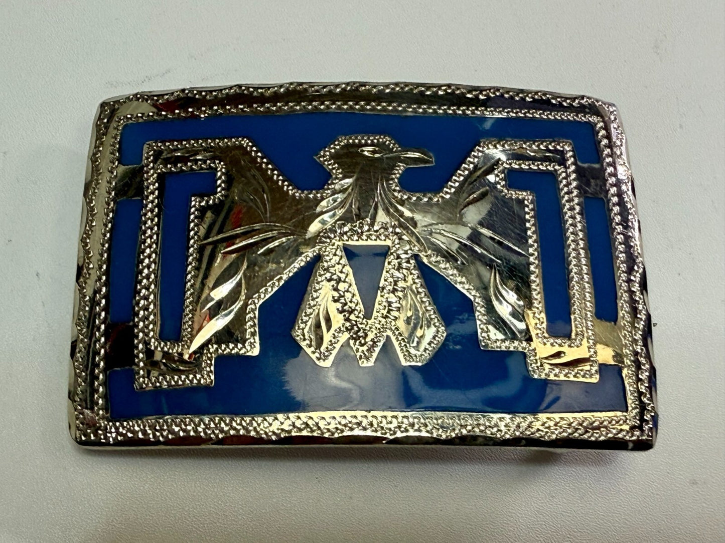 Thunderbird Native American Indian Hand-Crafted Inlay Enamel Belt Buckle