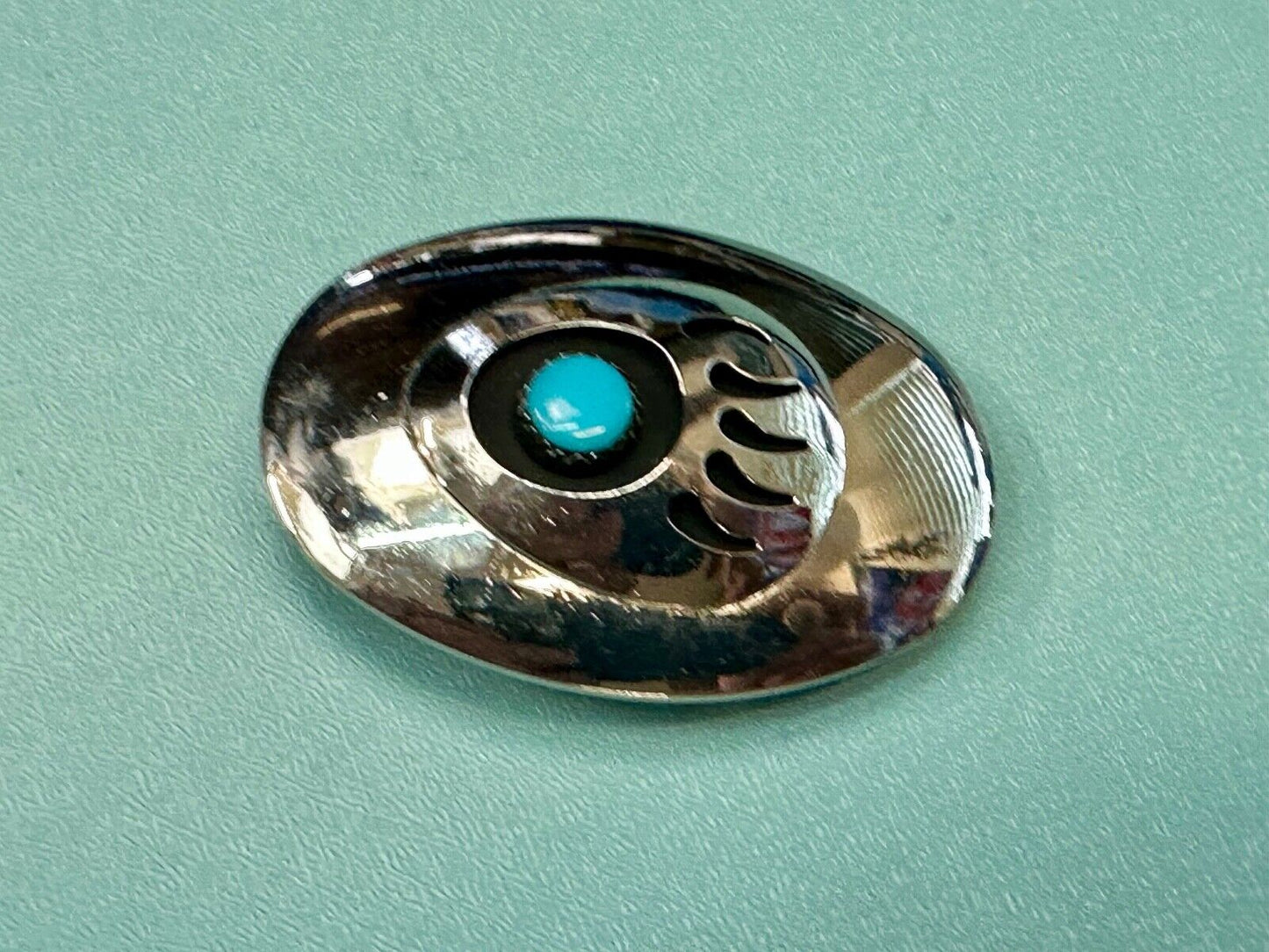 BC - Vintage B Cayaditto Zuni Bear Claw oval Belt Buckle
