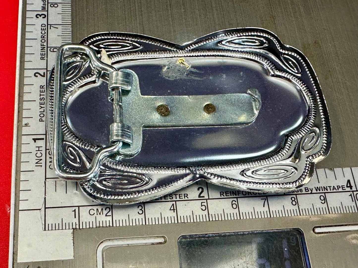 Beautiful NOS Horse head / lucky horseshoe - two tone reflective belt buckle
