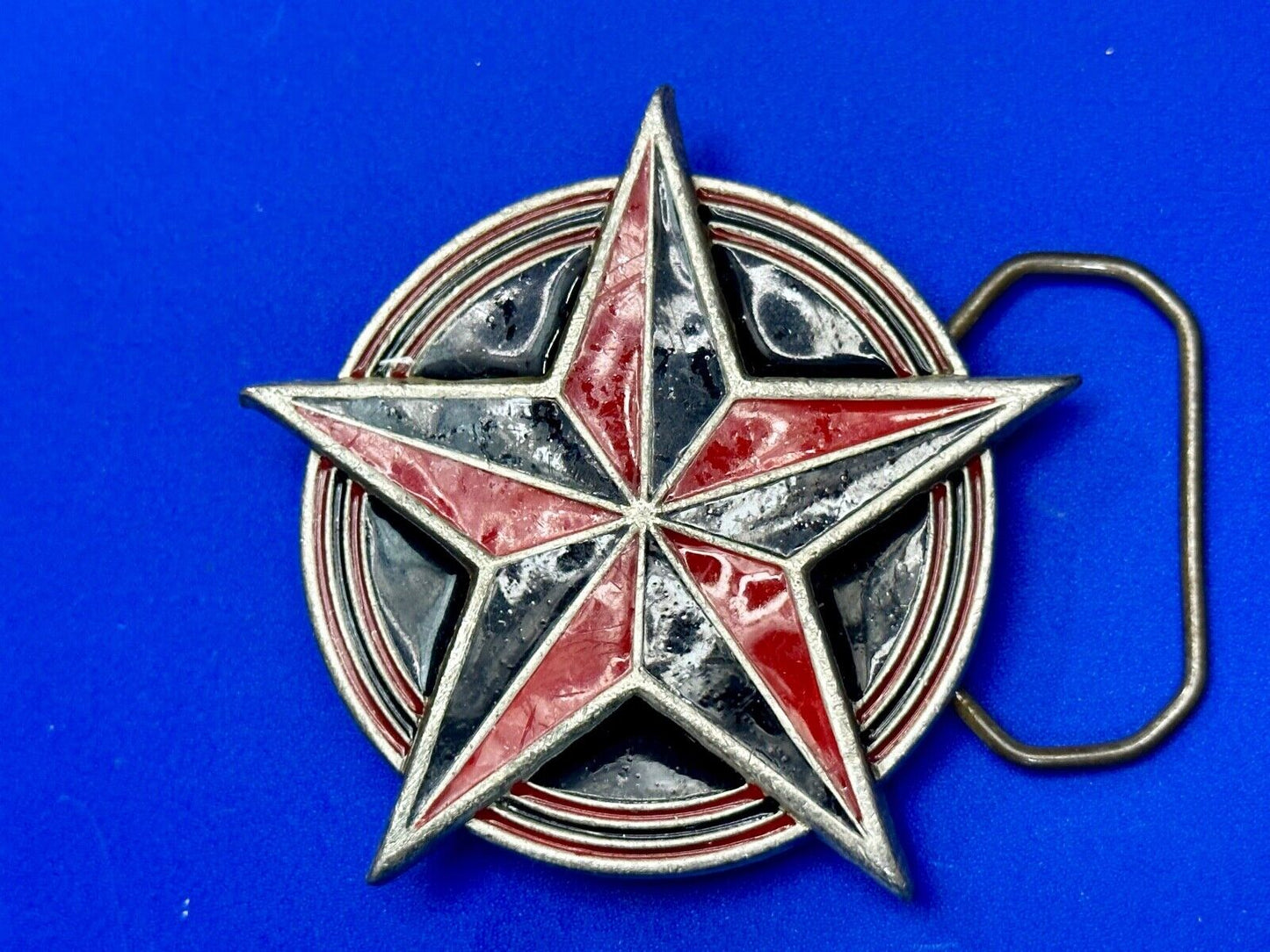 2002 Star in Circle black & Red color Great American Products pewter Belt Buckle