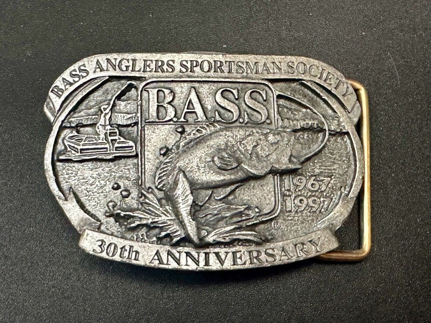 1997 BASS Bass Anglers Sportsman Society Fishing 30th anniversary belt buckle