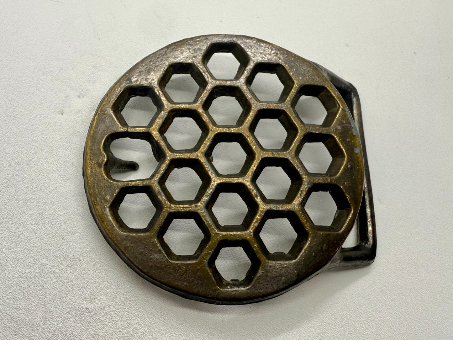 Artisan Welder Metalwork Abstract Honeycomb Open Work Vintage Belt Buckle