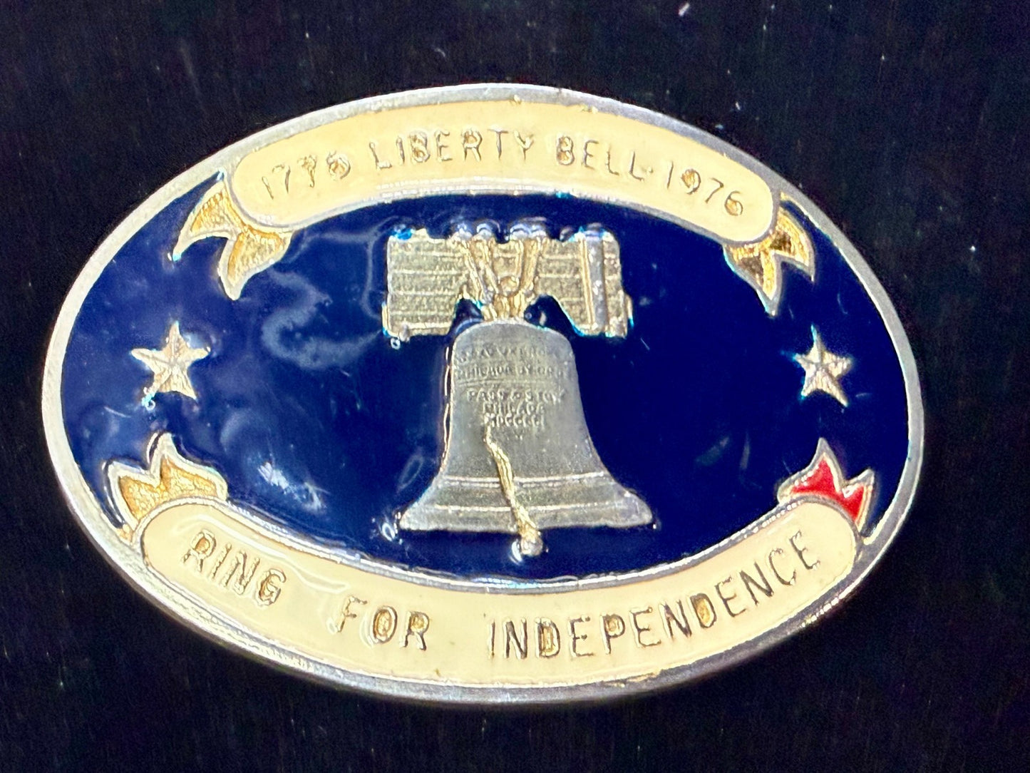 Bicentennial 1776-1976 Liberty Bell Ring Independence Commemorative Belt Buckle