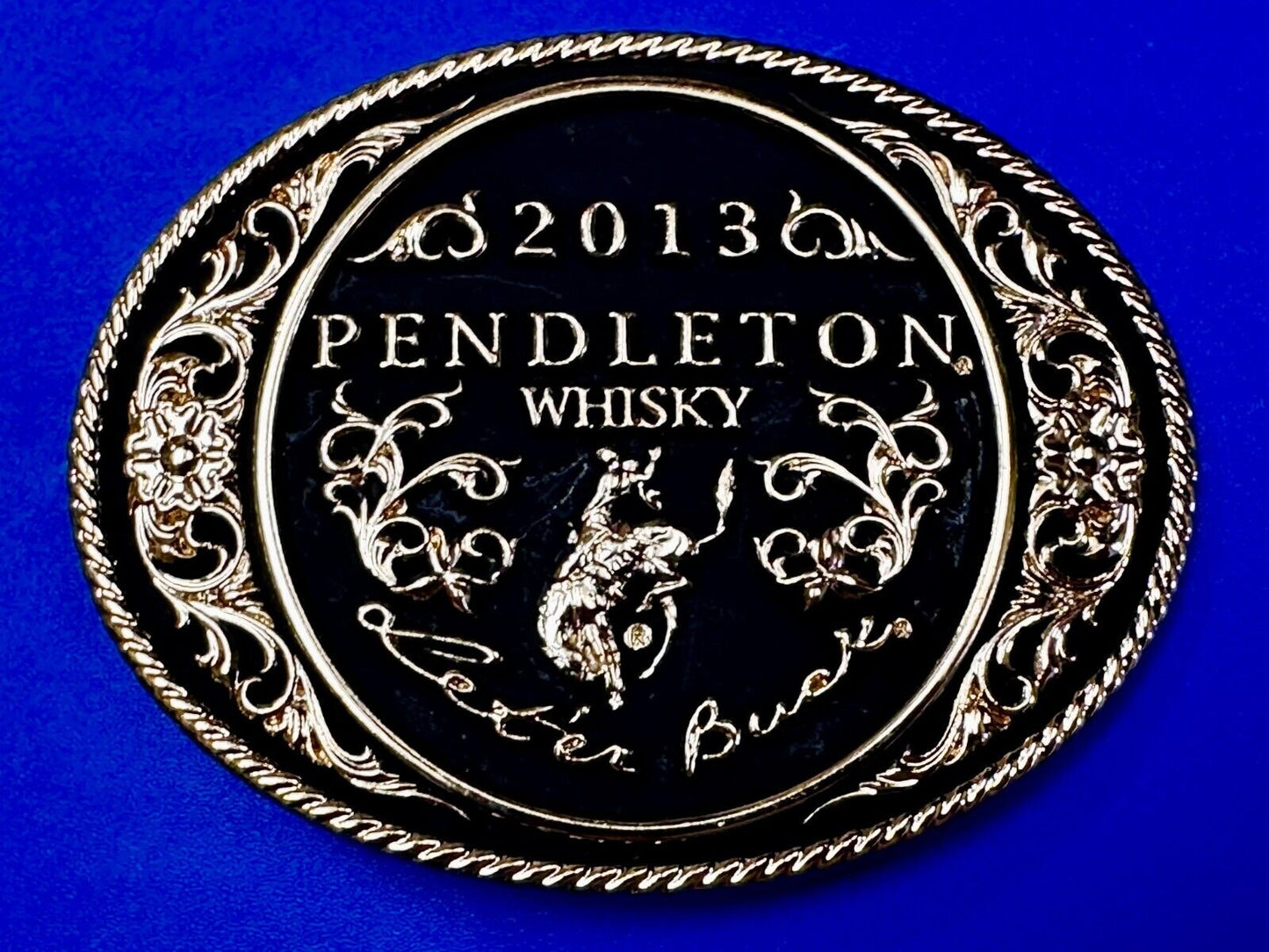 2013 Pendleton Whiskey Let'er Buck Rodeo Cowboy Montana Silversmiths Belt Buckle