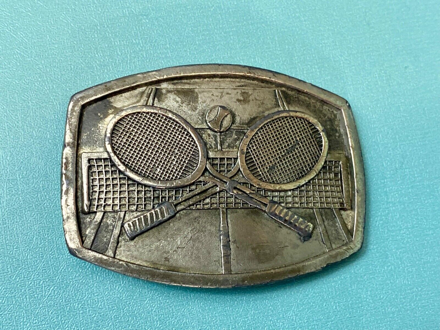 Tennis game match commemorative Indiana Metal Craft belt buckle racquet & ball