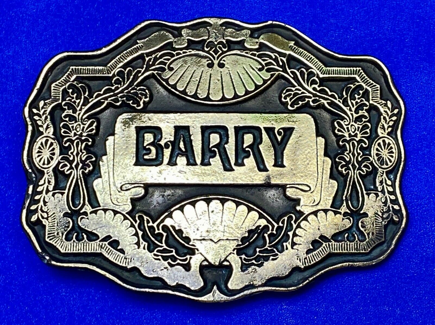 Barry - Ornate Western Flower Swirl And Framed Belt Buckle By Oden