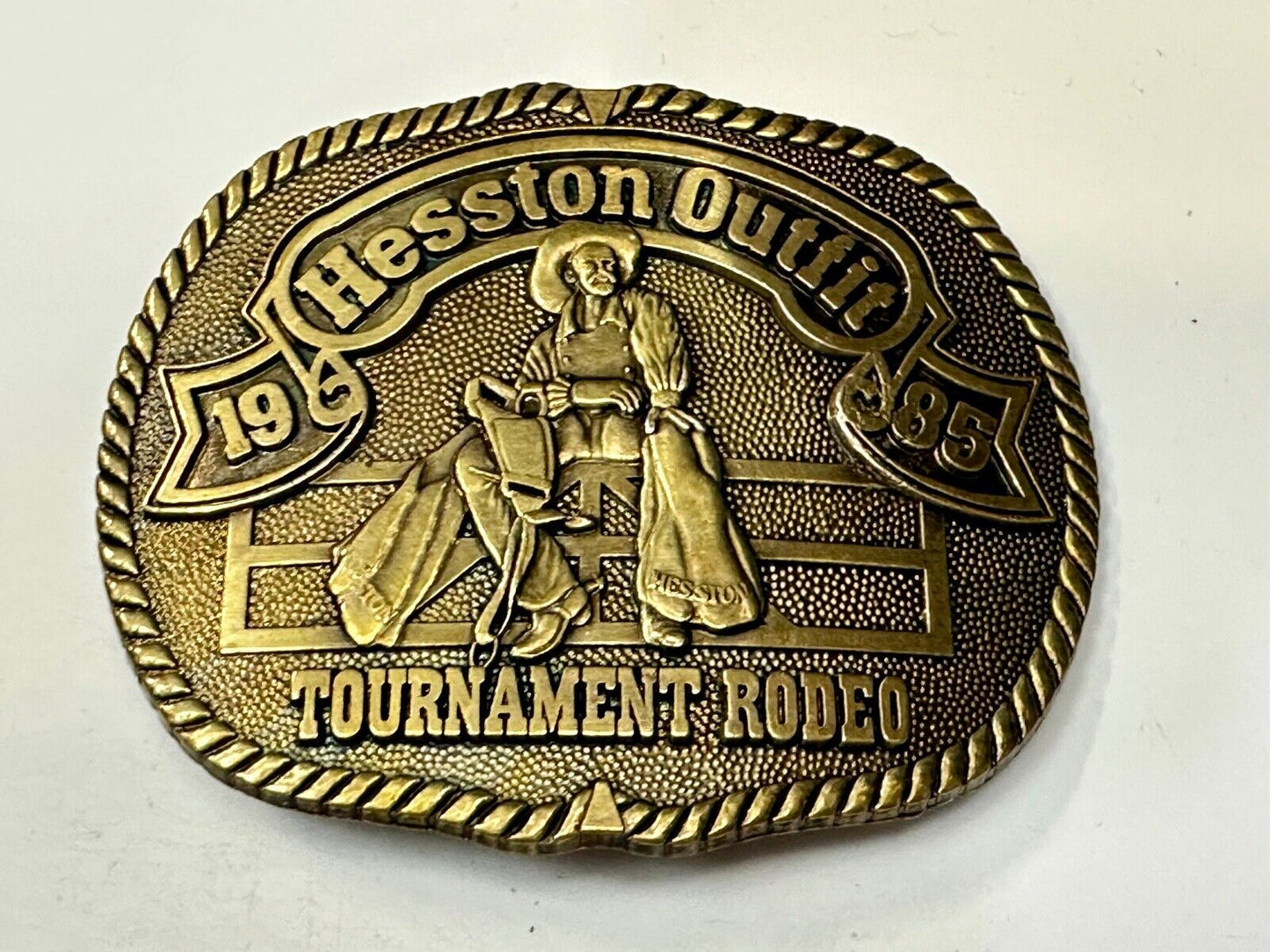 1985 Hesston Outfit Tournament Rodeo Collectors PRCA First edition Belt Buckle
