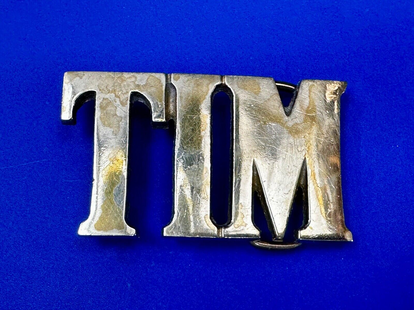 TIM - Custom Name cutout block letters Solid Brass Belt Buckle