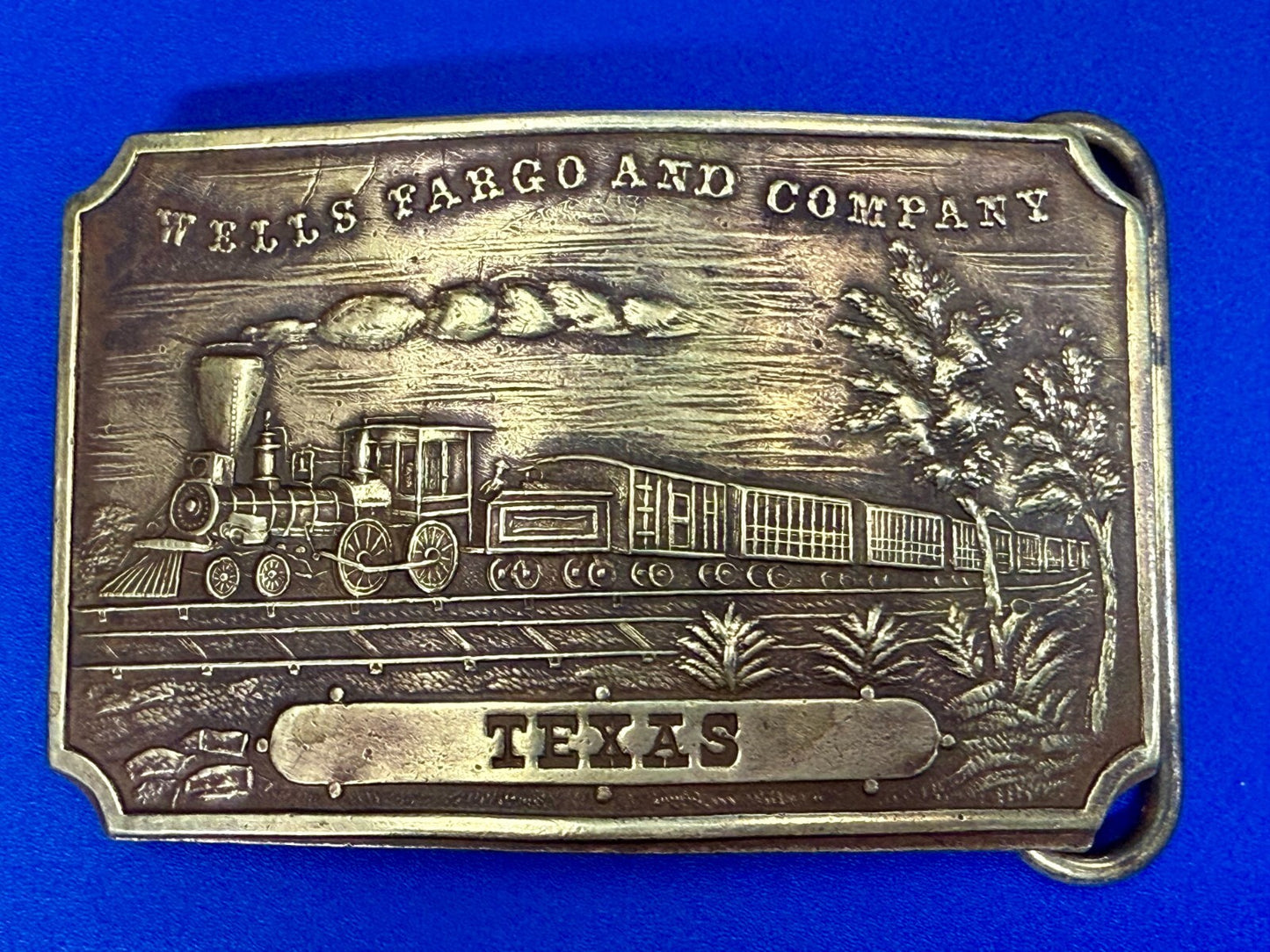 TEXAS Railroad Train Engine TIFFANY NY Wells Fargo & Company Belt Buckle