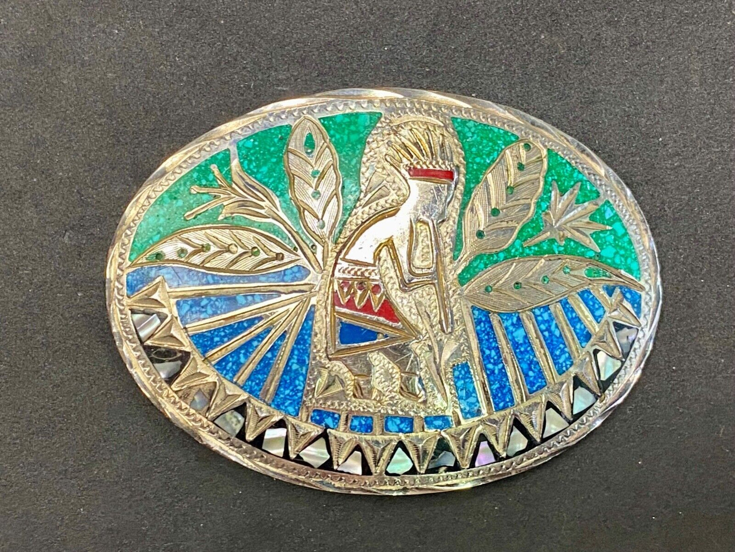 Beautiful Navajo? Tribal dancing man belt buckle - see hallmark!