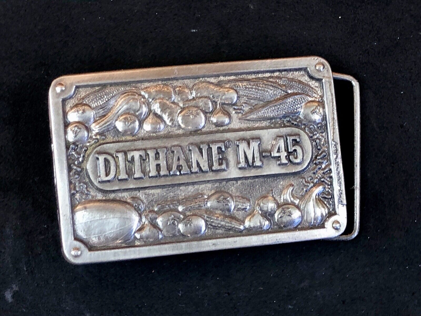 Vintage Farming Dithane M-45 advertising belt buckle Dallas Texas Koleaco