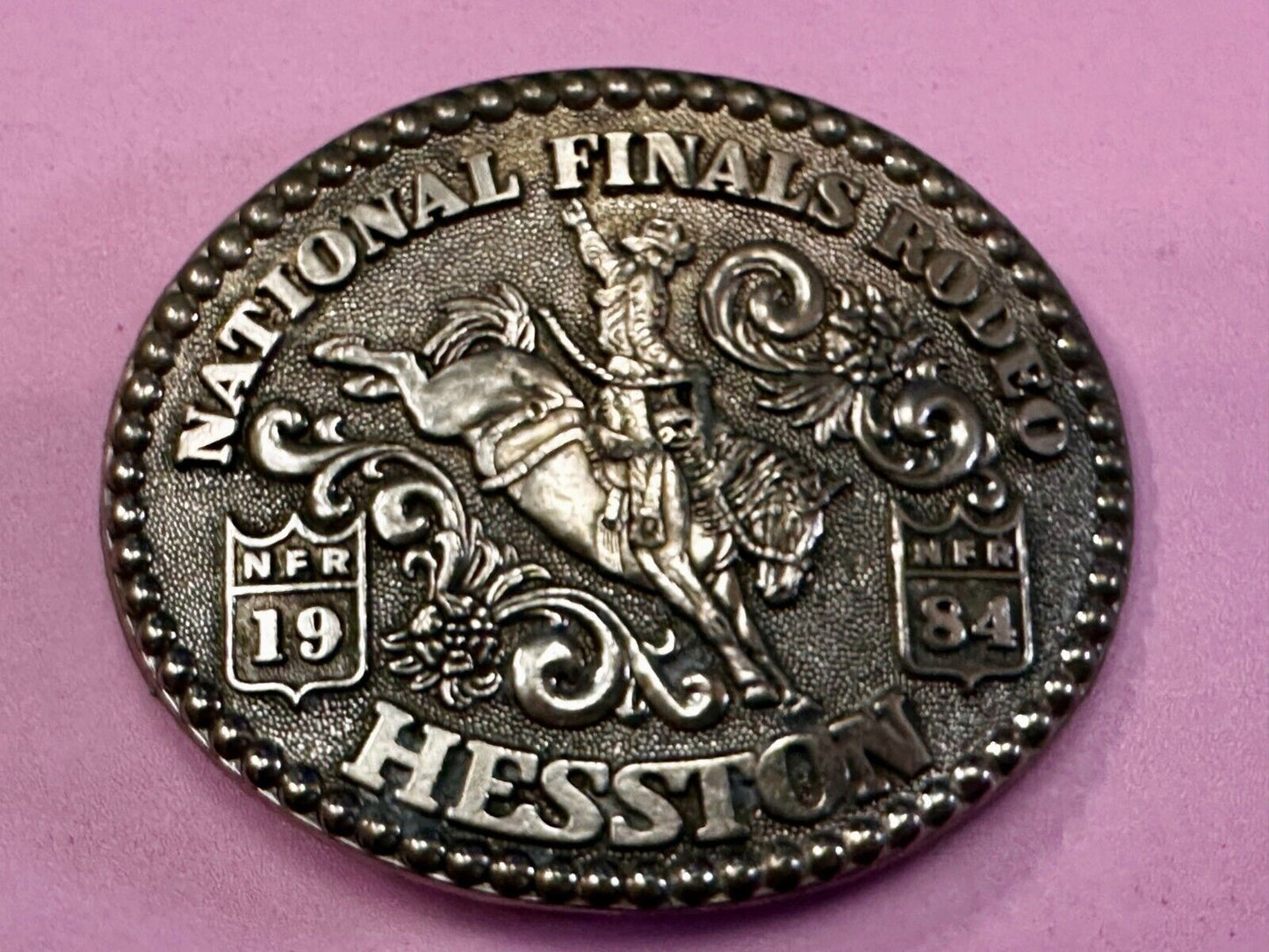 1984 Hesston NFR National Finals Rodeo Cowboys Western Commemorative Belt Buckle