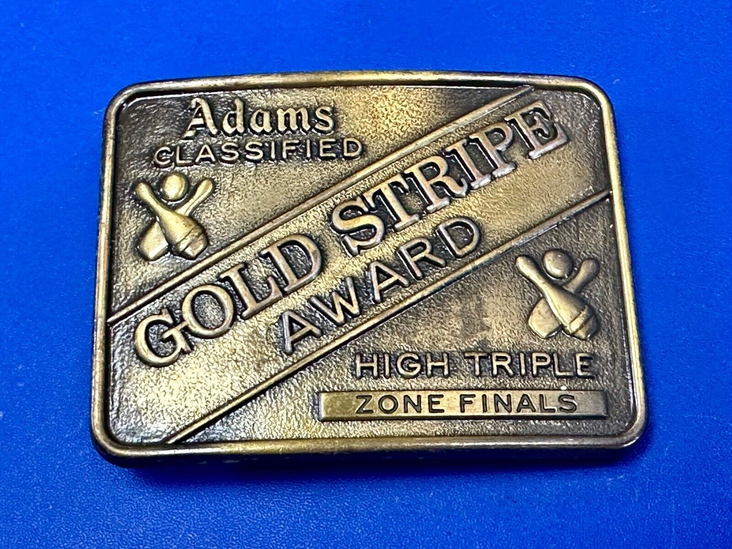 Adams Classified Bowling Gold Strike Award high Triple Zone Finals belt buckle