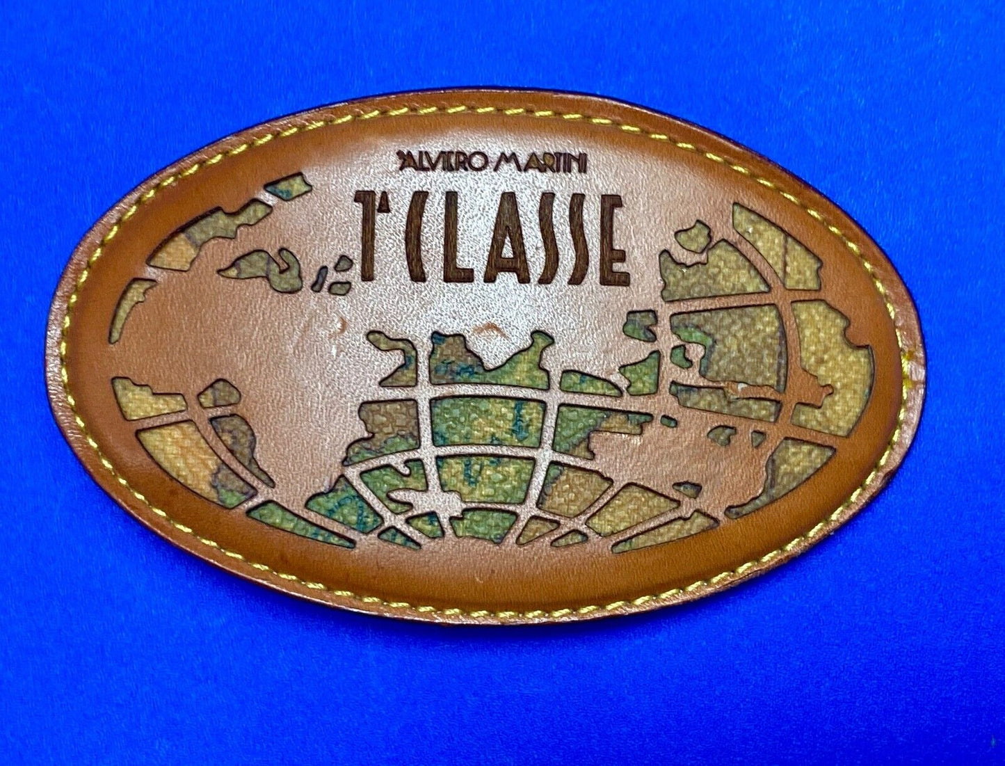 TILASSE Alviero Martini Leather Oval Snake Skin inlaid Belt Buckle made in Italy