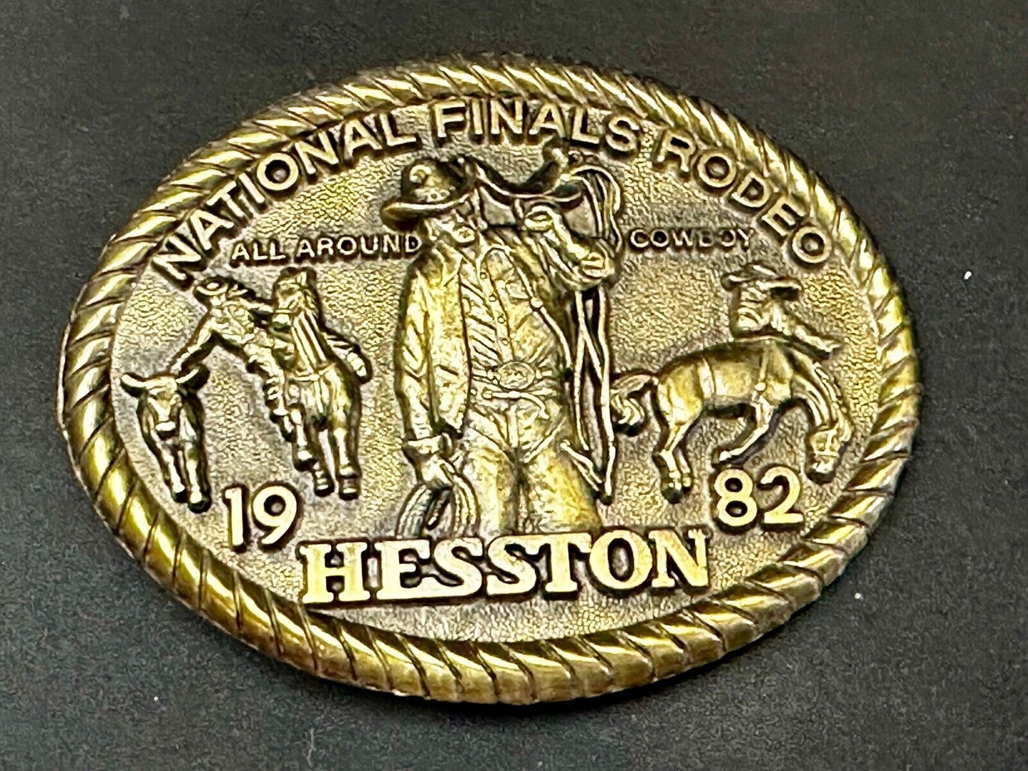 1982 Hesston NFR All Around Cowboy National Finals Rodeo Belt Buckle