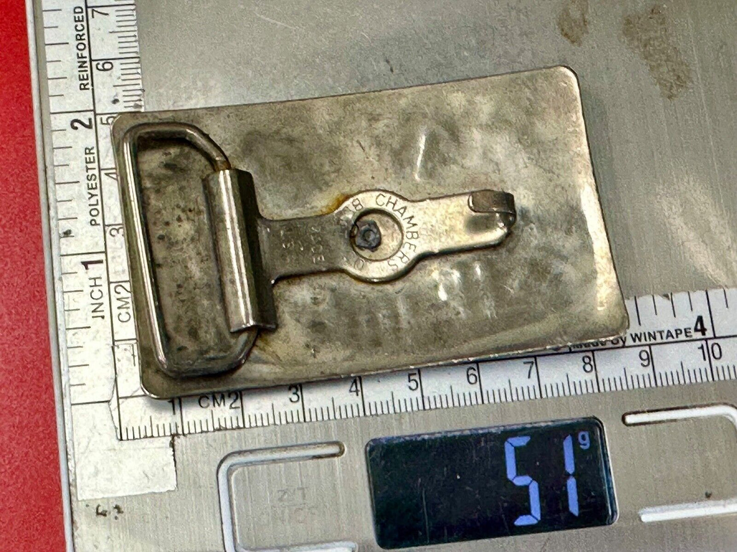 Vintage Chambers cattle branding symbols belt buckle - no center