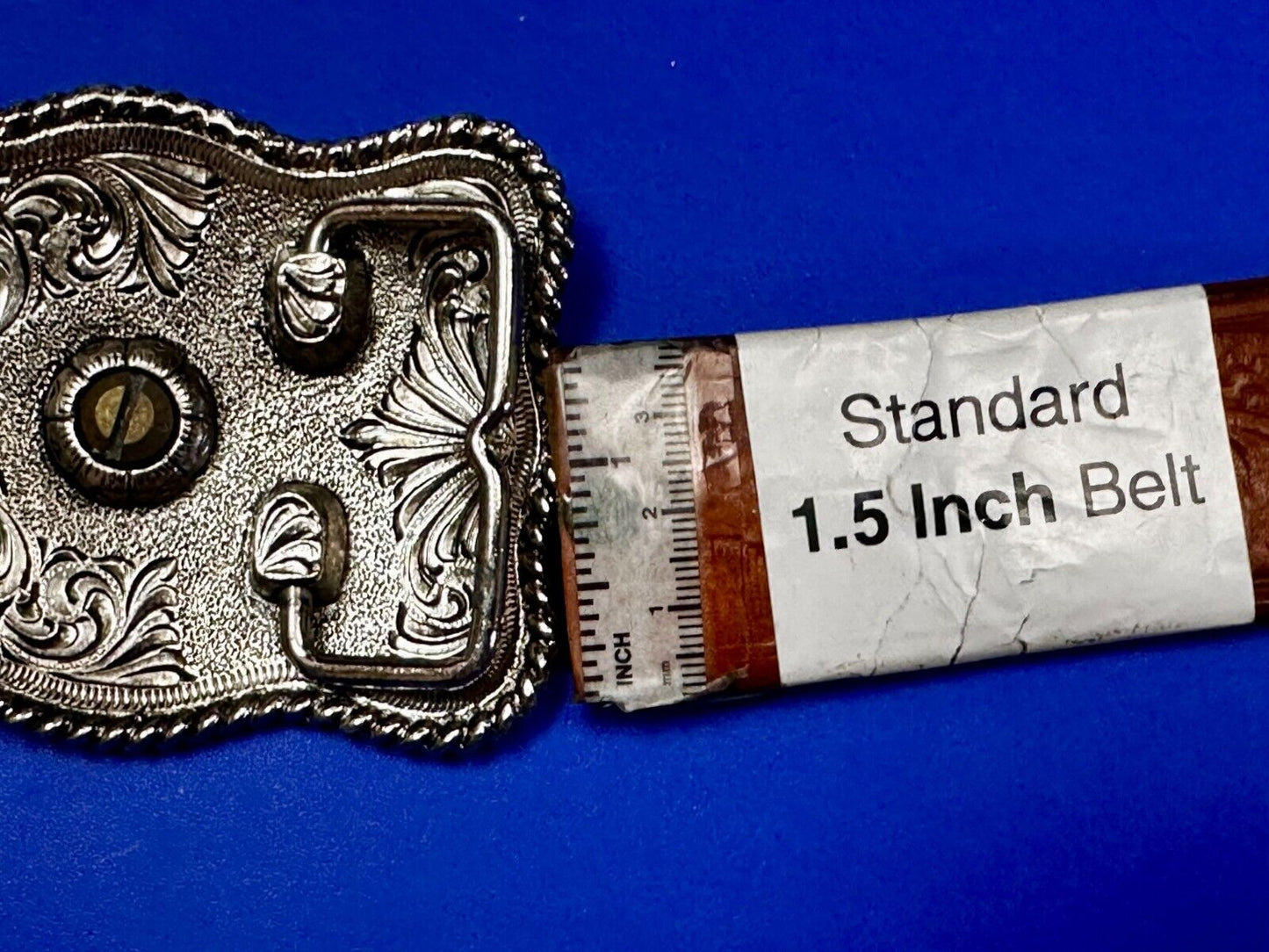 Texas Longhorn Centerpiece Two Tone Ornate Floral Themed Belt Buckle