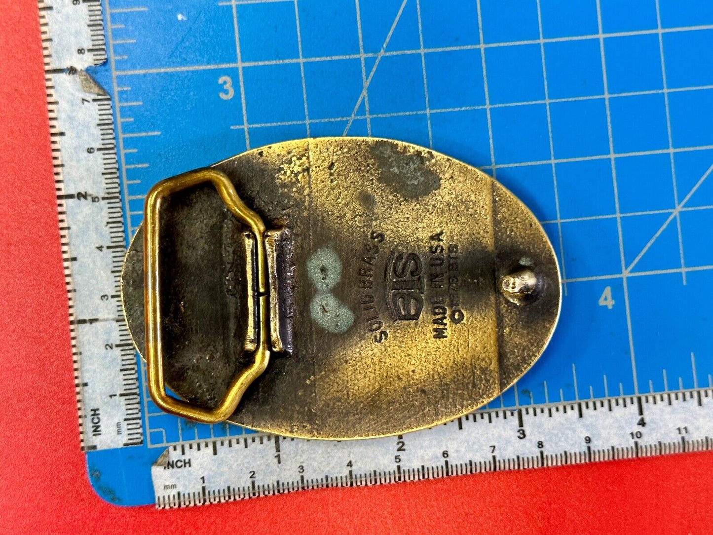 Vintage Boeing Electronics Inc Solid Brass BTS 1978 belt buckle Star Emblem