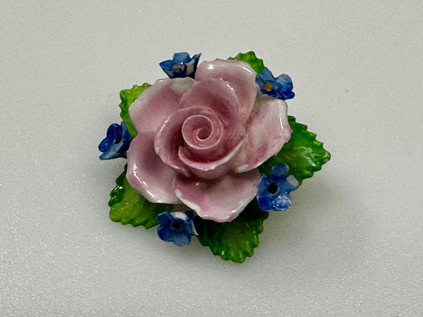 Beautiful Rose Flower Bouquet Brooch Pin Denton China Made in England