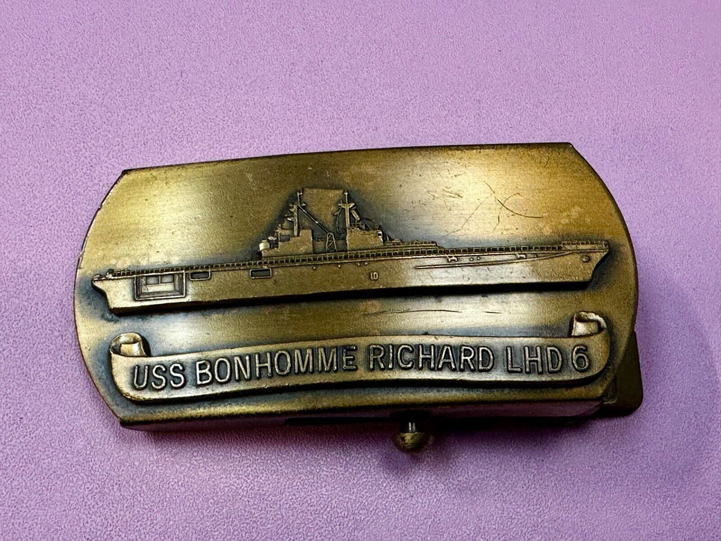 USS BonHomme Richard LHD-6 Assault Ship United States Navy Brass Belt Buckle